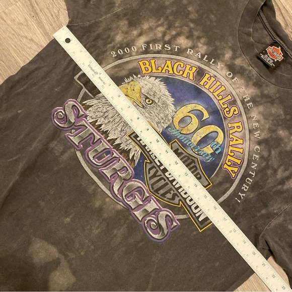 ‘00 Y2K VTG Harley-Davidson Sturgis T-Shirt L Measurement USA Made Tie-Dye Black - Picture 6 of 11